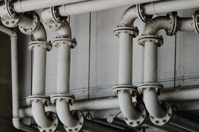 A series of plumbing pipes.