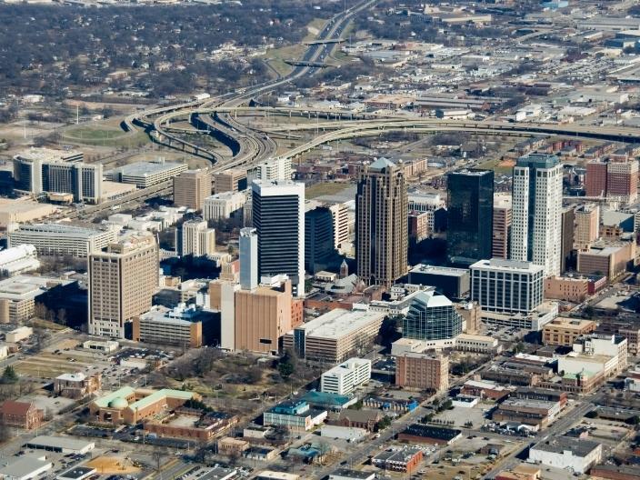 Birmingham, Alabama downtown aerial view