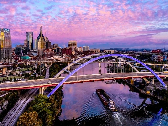 Nashville,TN Dawn Aerial view