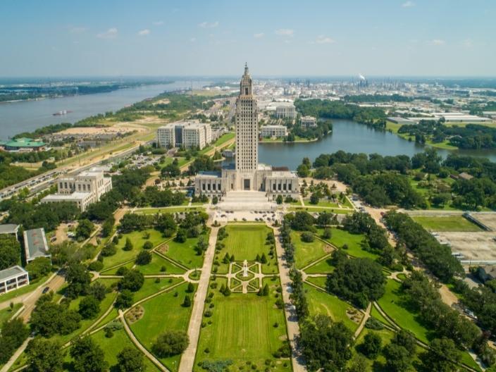 Downtown Baton Rouge, Louisiana aerial view