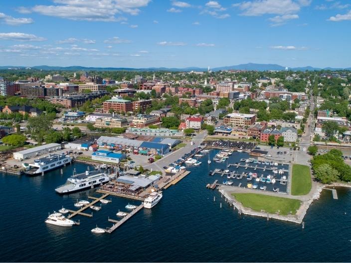 Aerial view of Burlington Harbor, Vermont