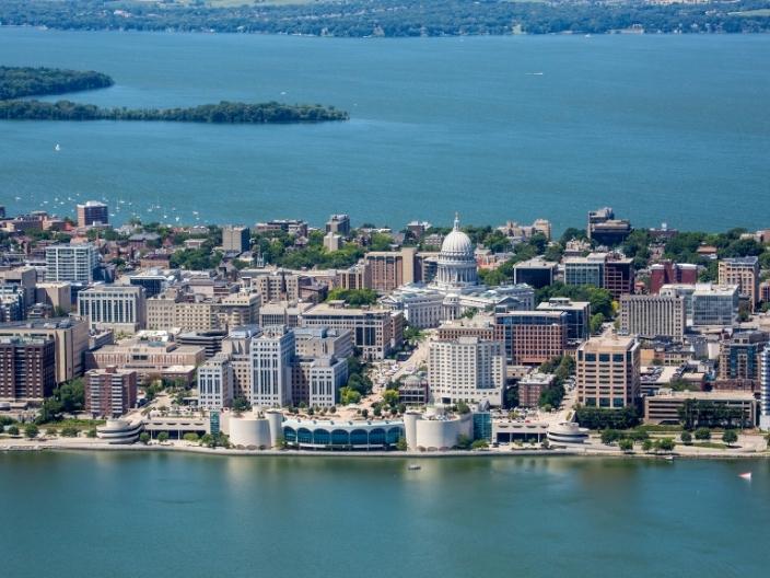 Aerial view of downtown Madison, Wisconsin