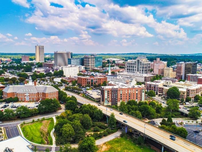 Aerial view of downtown Columbia, South Carolina