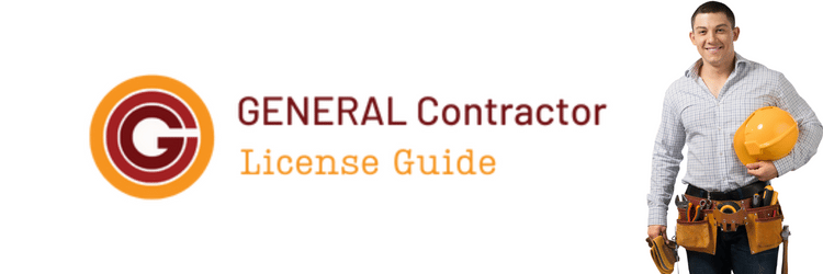 Construction worker standing next to general contractor license guide logo
